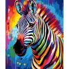 Broderie diamant : Zèbre Coloré Abstrait - sans chassis en bois - Figured'Art