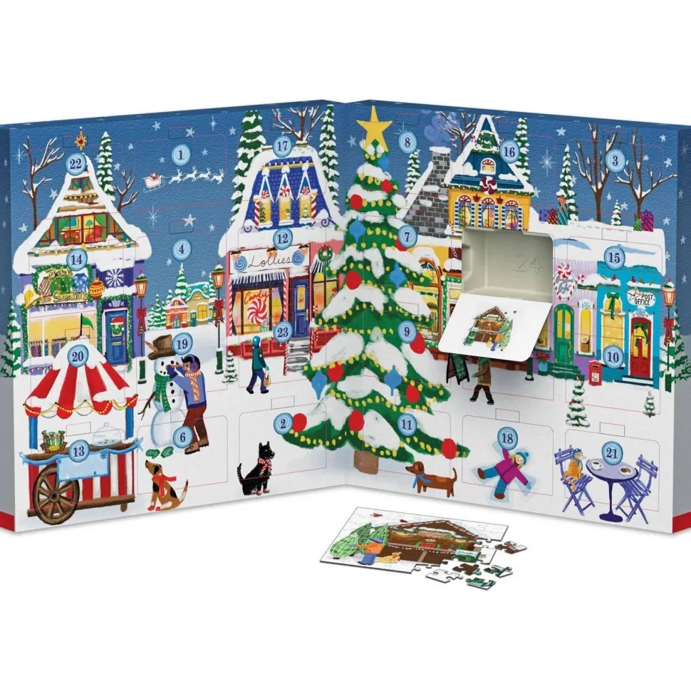 Calendrier de l'avent : 24 Puzzles- Foire de Noël en ville - Eurographics