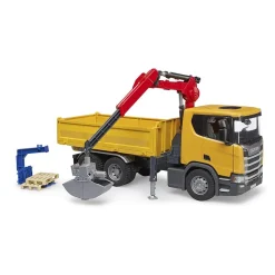 Camion de chantier Scania Super 560R avec grue et 2 palettes - Bruder