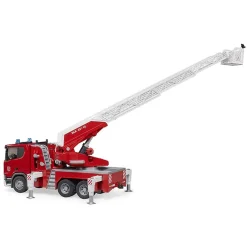 Camion de pompiers avec échelle pivotante Scania Super 560R, pompe à eau et module son et lumière - Bruder