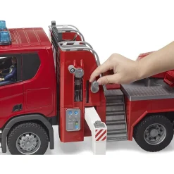 Camion de pompiers avec échelle pivotante Scania Super 560R, pompe à eau et module son et lumière - Bruder