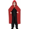 Cape capuche Vampire velours 120cm enfant, Rouge - RueDeLaFete