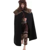 Cape Viking noire super luxe avec fourrure - RueDeLaFete