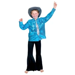Chemise Disco Enfant Turquoise - RueDeLaFete
