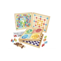 Coffret jeux de société en bois : 50 règles - Pions bois - JeuJura