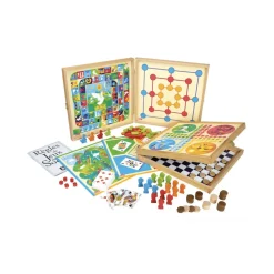Coffret jeux de société en bois : 80 règles - Pions bois - JeuJura