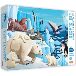 Coffret livre et Puzzle 220 pièces : La Planète En Danger : Les Glaces - Sassi
