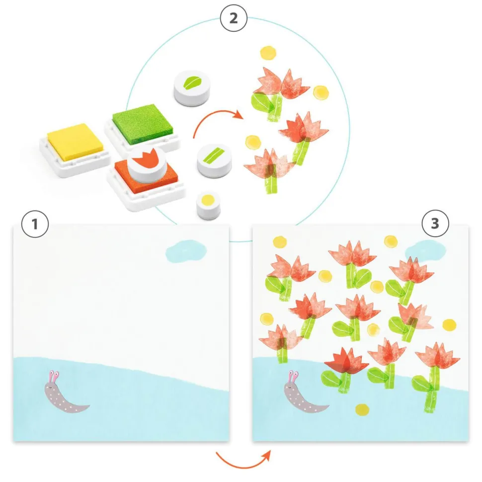 Coffret tampons : Avec des fleurs - Djeco