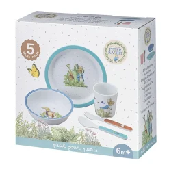 Coffret vaisselle Pierre Lapin bleu : 5 pièces - Petit Jour Paris