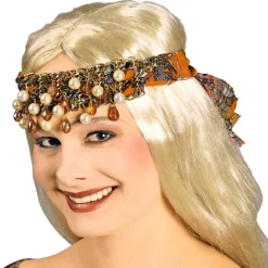 Coiffe pesley orange avec perles - RueDeLaFete