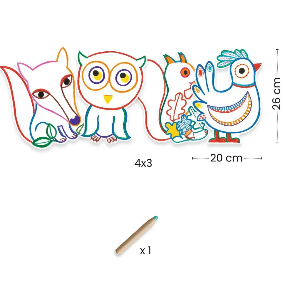 COLORIAGE : Animaux de la forêt à révéler - Djeco