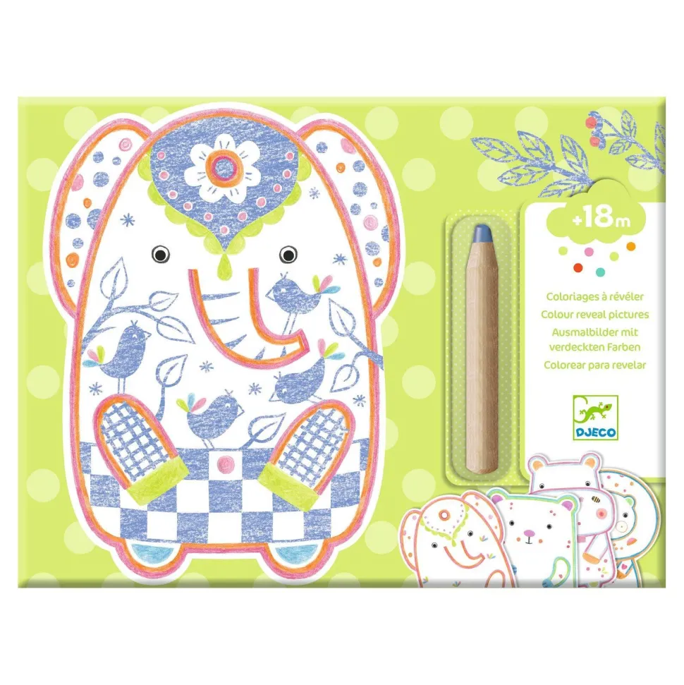COLORIAGE : Animaux sauvages à révéler - Djeco
