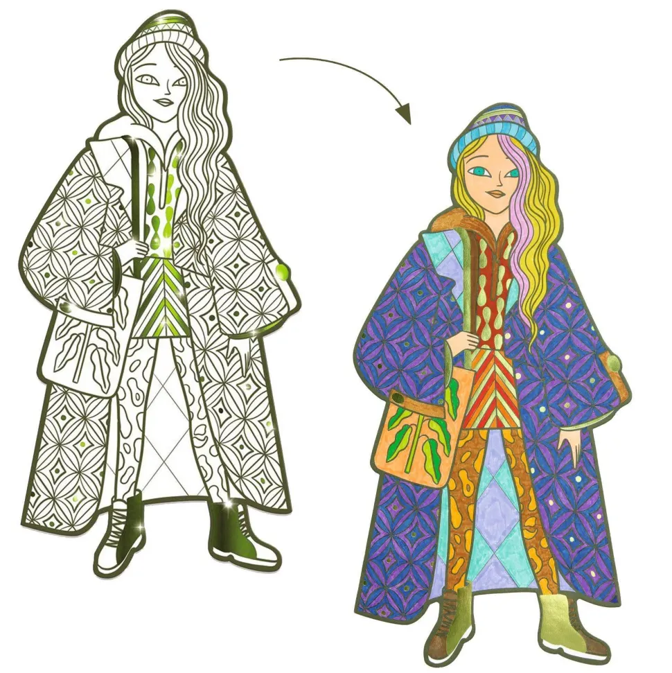 COLORIAGE GRAND FORMAT : Bowie & ses amies - LES DEMOISELLES - Djeco