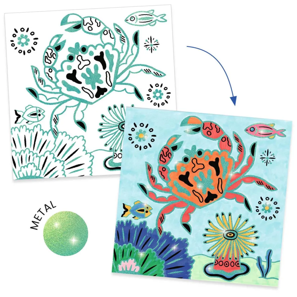 Coloriages brillants : Sous la mer - Djeco
