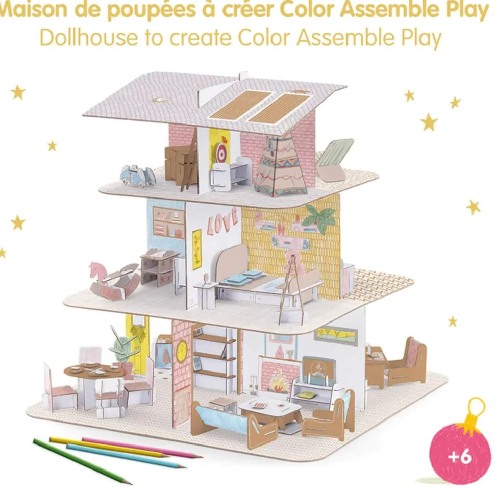 Colorie Assemble Joue : Maison de poupées - Djeco