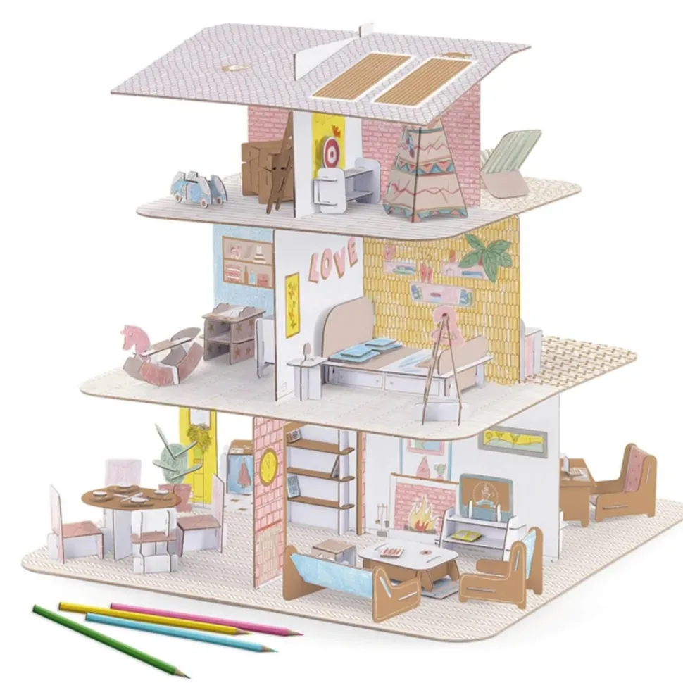 Colorie Assemble Joue : Maison de poupées - Djeco