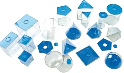 Corps géométriques, transparents (bleu) petits, set de 17 pces - Eduplay