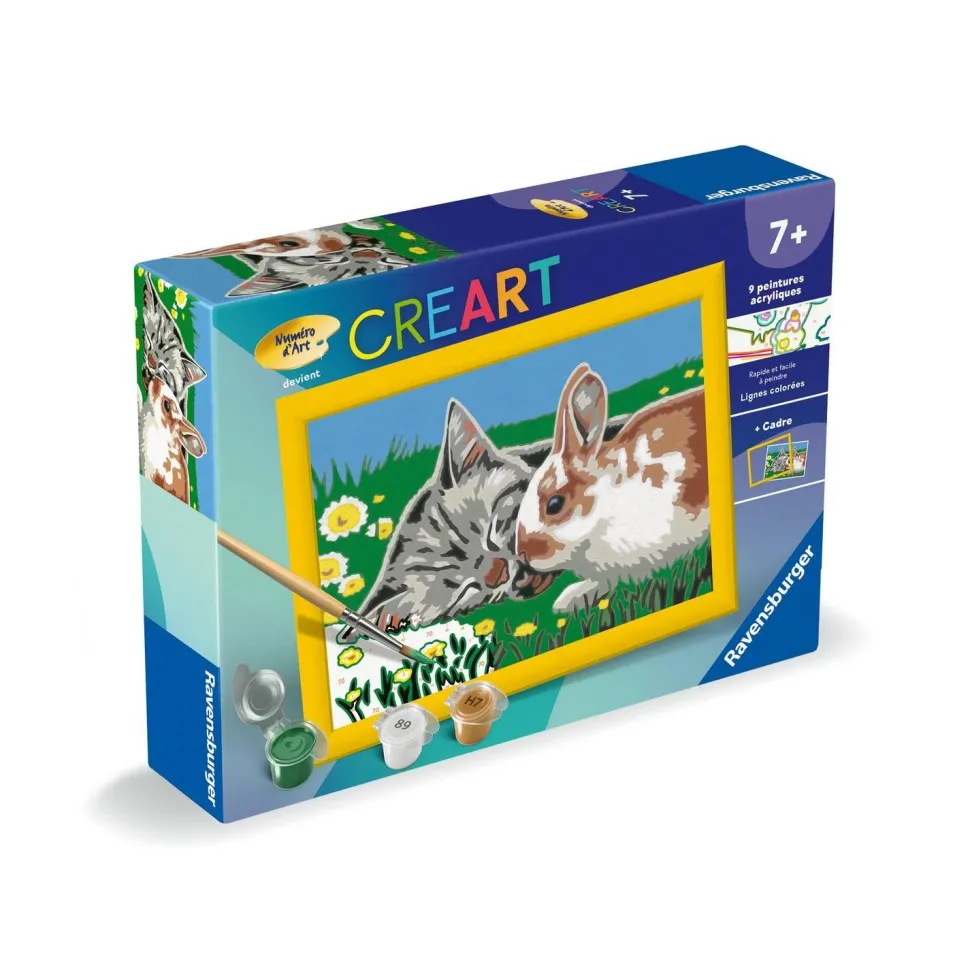 CreArt Kids 13x18cm : Chaton et son compagnon le lapin - Ravensburger