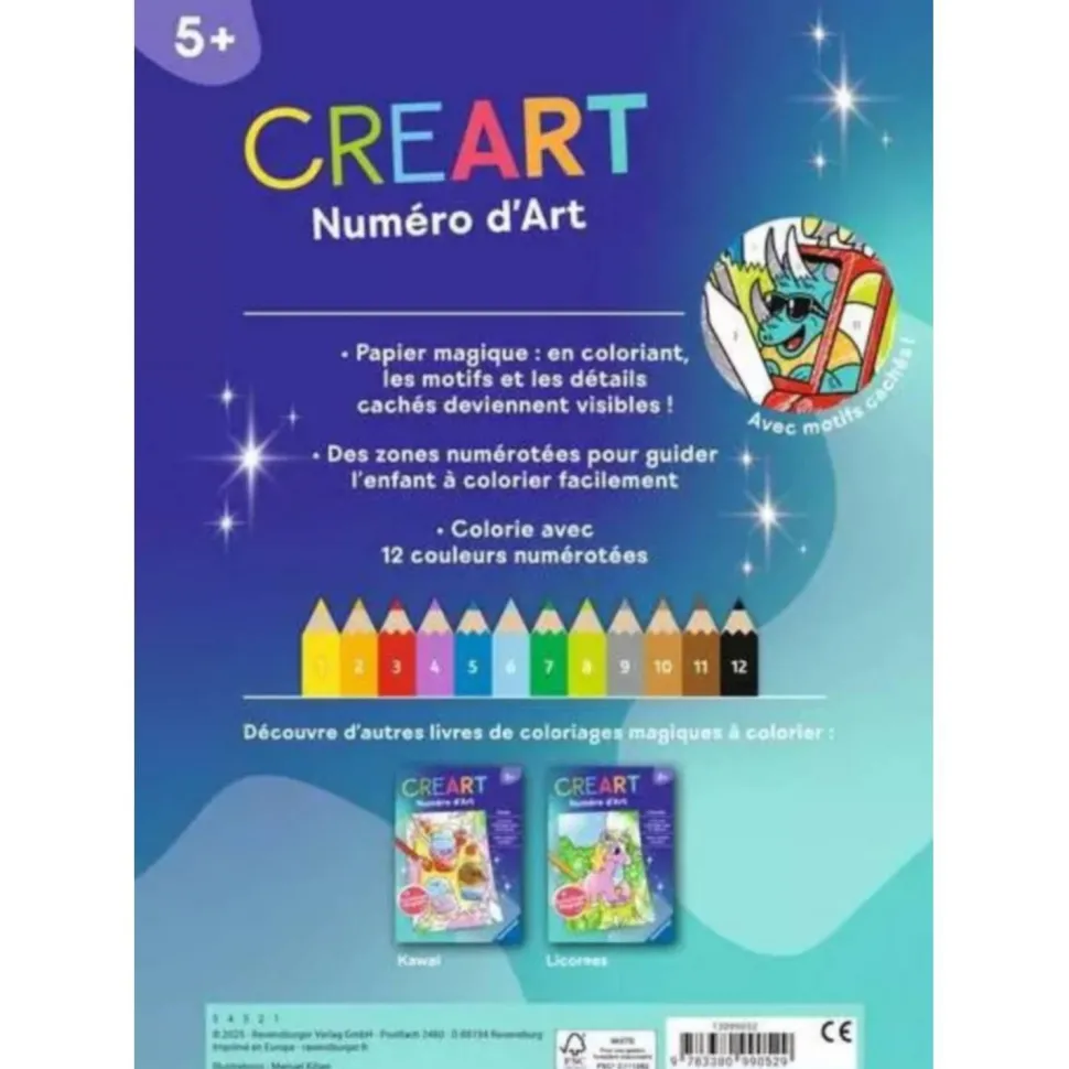 Creart livre de coloriage magique : Dinos - Ravensburger