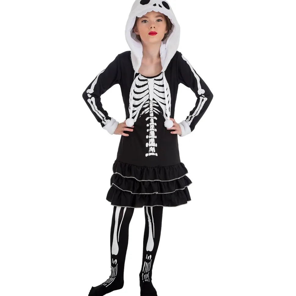 Déguisement Lady Squelette à capuche - enfant - RueDeLaFete
