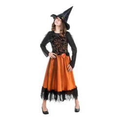 Déguisement Sorcière Lucinda Orange - Fille - RueDeLaFete