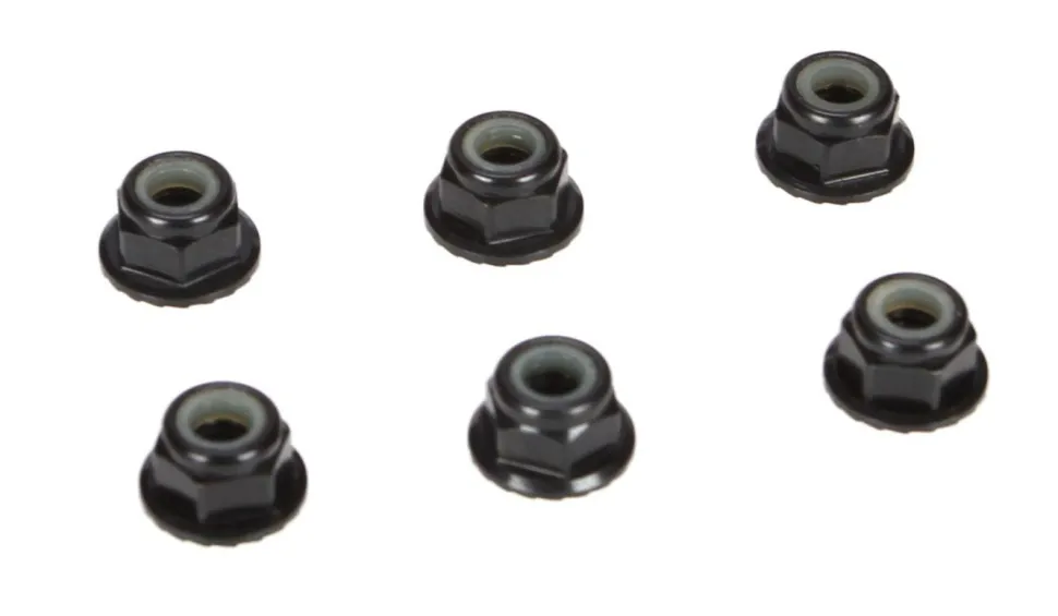 Ecrou auto-freiné épaulé M4, aluminium, noir (6) - Losi - TLR