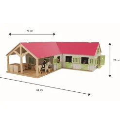 Ecurie de 4 boxes avec espace de stockage en bois (1:24) - Kids Globe Horses
