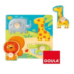 Encastrement 4 pièces en bois : Animaux Sauvages - Goula