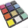 Encreur Mini pour tampon, set de 12 couleurs 3,5 x 3,5 cm - Eduplay