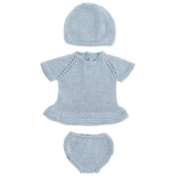 ENSEMBLE de VÊTEMENTS TRICOTÉ gris-bleu pour poupées de 40cm - Miniland