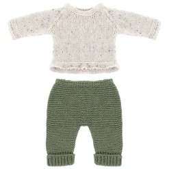 ENSEMBLE de VÊTEMENTS TRICOTÉ vert/ecru pour poupées de 32cm - Miniland