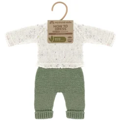 ENSEMBLE de VÊTEMENTS TRICOTÉ vert/ecru pour poupées de 32cm - Miniland