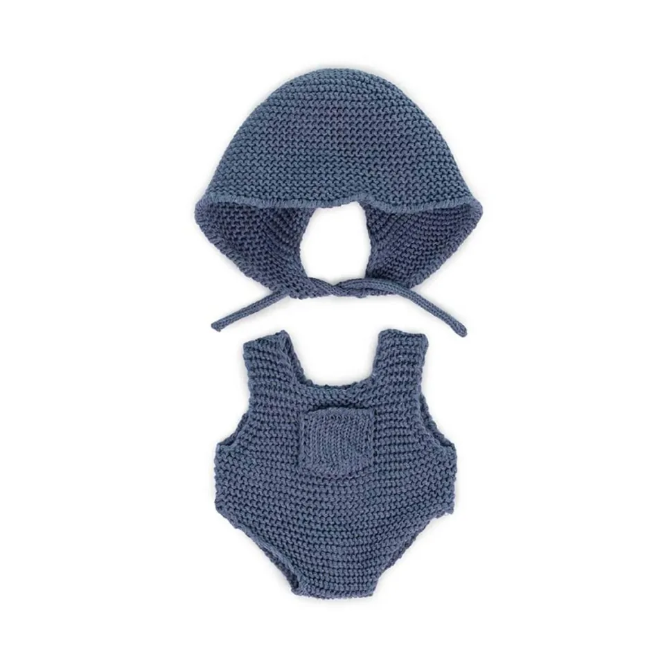 Ensemble tricoté - grenouillère et bonnet pour poupées 21cm - Miniland
