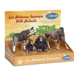 Figurine Animaux sauvages : Coffret : Okapi, Chimpanzés, Gnou - Papo