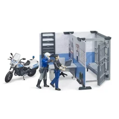Figurine Bworld : Poste de police avec moto - Bruder