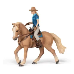 Figurine cheval western et sa cavalière - Papo