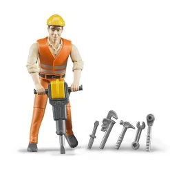 Figurine ouvrier de chantier avec accessoires - Bruder