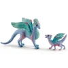 Figurines Bayala : Dragon aux fleurs, maman et bébé - Schleich