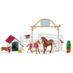 Figurines Chevaux : Chevaux invités d'Hannah avec chienne Ruby et accessoires - Schleich
