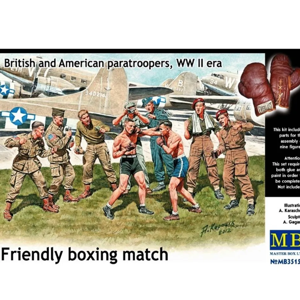 Figurines 2ème Guerre mondiale : Match de boxe sur la base aérienne 1943-1944 - Master Box