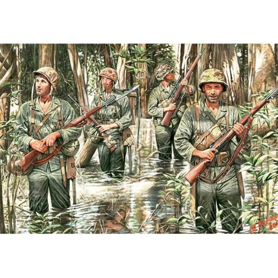 Figurines 2ème Guerre Mondiale : US Marines à Guadalcanal 1942 - Master Box