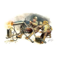 Figurines 2ème Guerre Mondiale : Equipe de mitrailleuse US Browning cal. 30 1944 - Master Box