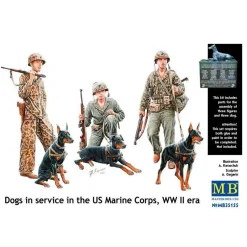 Figurines 2ème Guerre mondiale : Service cynophile du corps des US Marines - Master Box