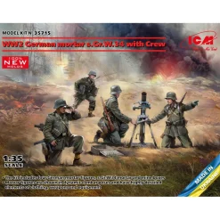 Figurines militaires : Mortier allemand GrW 34 avec équipage Seconde Guerre Mondiale - ICM