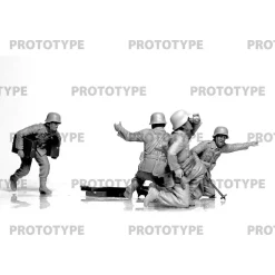 Figurines militaires : Mortier allemand GrW 34 avec équipage Seconde Guerre Mondiale - ICM