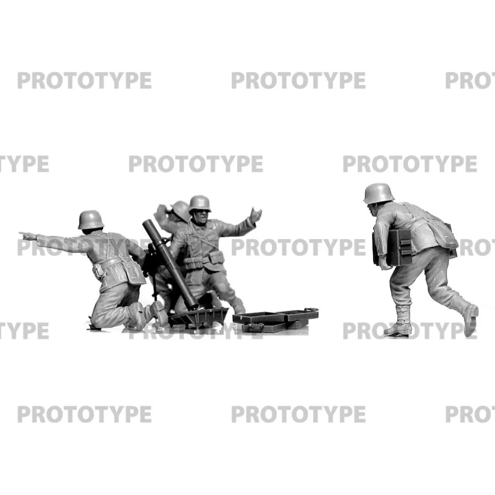 Figurines militaires : Mortier allemand GrW 34 avec équipage Seconde Guerre Mondiale - ICM
