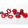 Hexagones De Roues Alu Anodises Rouge + Ecrous De Roues Anodises Roug - Traxxas
