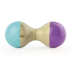 Hochet du jura turquoise et violet en bois - Vilac