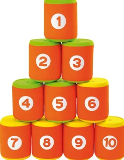 Jeu de 10 cylindres à faire tomber + 2 balles - Eduplay