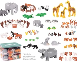Jeu de briques de construction Junior Accessoires Animaux et clôtures 100 pièces - Eduplay